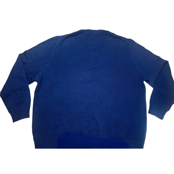 Land’s End Men’s Navy Blue Argyle Crewneck Cotton Sweater XXL - Picture 4 of 4